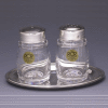 Crystal and Sterling Silver Salt and Pepper Holder 