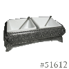 Sectional Porcelain China Square Bowls - Pewter Dish - With 2 Sections