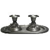 Pewter Candlesticks Set With Tray - Flower Design