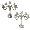 Ribbon Five-Branch Silverplated and Pewter Candelabra - 5-Lite