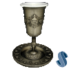 Borei Pri Hagofen Pewter Kiddush Cup with Stem and Matching Tray