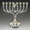 Ornate Silver-Plated Menorah with Stem - 883