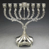 Ornate Silver-Plated Menorah with Stem - 426