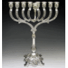 Ornate Silver-Plated Menorah with Stem - 885