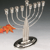 Fluted Nickel-Plated Menorah with Stem - 19019