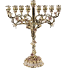 Ivory and Green Jeweled Menorah with Amber Crystals - 6086