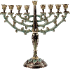 Brown with Emerald Stones Jeweled Menorah - 6085