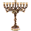 Brown Jeweled Menorah with Emerald Stones - 6088