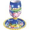 Jerusalem Ceramic Goblet with Coaster - 5903