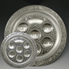 Floral Seder Plate with Legs and Glass Inserts
