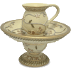 Beige Floral Decorative Polyresin Mayim Achronim Set on Stem
