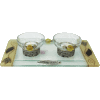 Brown Crystal Tea Light Candlestick Set with Matching Tray by Lily Art