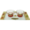 Colorful Crystal Tea Light Candlestick Set with Matching Tray by Lily Art