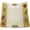 Colorful Square-Shaped Shallow Glass Dish with Applique by Lily Art