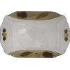 Brown Rectangle Glass Dish with Brown Pomegranate Applique by Lily Art