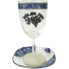 Blue Glass Kiddush Cup and Matching Coaster with Grapes by Lily Art