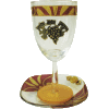 Burgundy Glass Kiddush Cup and Matching Coaster with Grapes by Lily Art