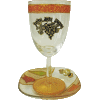 Colorful Glass Kiddush Cup and Matching Coaster with Grapes by Lily Art