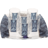 Blue Glass Liquor Set with Matching Tray by Lily Art