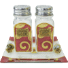 Burgundy Glass Salt and Pepper Shakers with Matching Tray by Lily Art