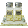 Pearl and Gold Glass Salt and Pepper Shakers with Matching Tray by Lily Art