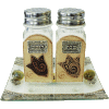 Brown Glass Salt and Pepper Shakers with Matching Tray by Lily Art