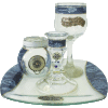 Blue Glass Havdalah Set with Matching Tray by Lily Art
