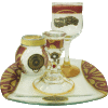 Burgundy Glass Havdalah Set with Matching Tray by Lily Art