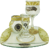 Pearl and Gold Glass Havdalah Set with Matching Tray by Lily Art