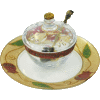 Brown Glass Pomegranate Round Honey Dish Set by Lily Art