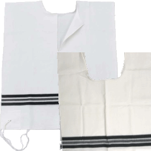 Wool Ashkenaz Arba Kanfot with Black Stripes