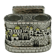 Jerusalem Style Sterling Silver Candlestick With a matchbox insert