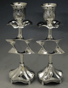Star of David Silverplated 9-Inch Candlesticks