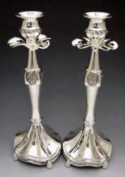 Flowers Silver-Plated Candlestick Set - 11 Inches Tall