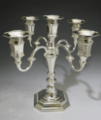 Modern Five-Branch Silverplated Candelabra - 5-Lite