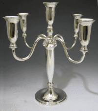 Plain Five-Branch Silverplated Candelabra - 5-Lite