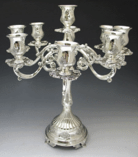 Decorative Nine-Branch Silverplated Candelabra - 9-Lite