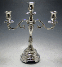 Three-Branch Silverplated Candelabra - 3-Lite