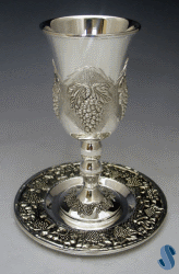 Grape Silverplated Kiddush Cup with Stem - Coaster Included