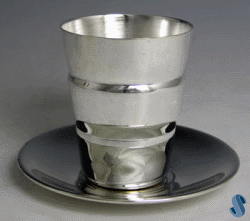 Two-Tone Solid Kiddush Cup with Tray