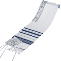 Acrylic Tallit with Blue and Silver Stripes