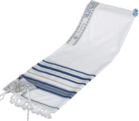 Acrylic Tallit with Blue and Gold Stripes
