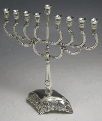 Traditional Silver-Plated Menorah with Stem - 1979