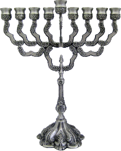 Traditional Pewter Menorah with Stem - 19599