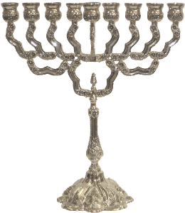Traditional Nickel-Plated Menorah with Stem - 19599