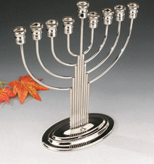 Fluted Nickel-Plated Menorah with Stem - 19019