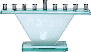 Glass Menorah with Base - 2501