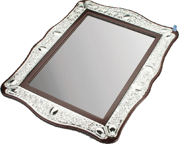 Silver-Plated and Wood Mirror Tray - 18582