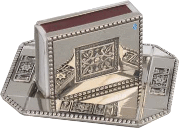 Nickel-Plated Matchbox and Matching Tray - 40024