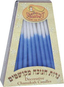 Decorative Chanukah Candles - Blue and White